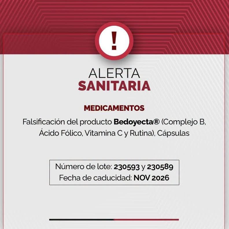 Imagen 1 de la publicación de Línea Abierta Yucatán: COFEPRIS alerta sobre cápsulas de Bedoyecta falsificadas