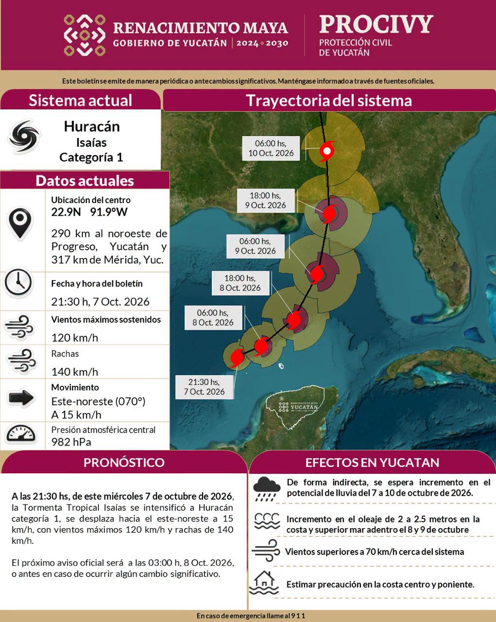 Imagen 1 de la publicación de Línea Abierta Yucatán: Aviso: Isaías se intensificó a huracán categoría 1