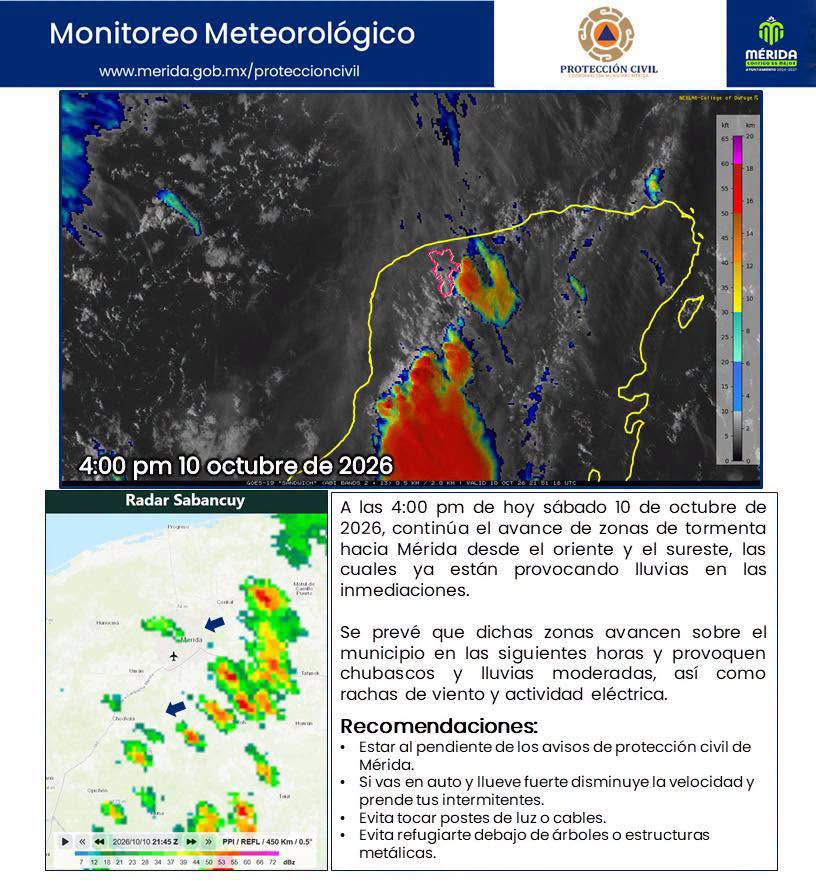 Imagen 1 de la publicación de Línea Abierta Yucatán: Tormentas hacia Mérida: aviso del 10 de octubre de 2026